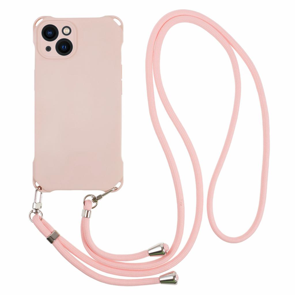 Phone Cover for iPhone 13 6.1 inch Four Corner Thickened Anti-drop TPU Phone Case with Hanging Rope