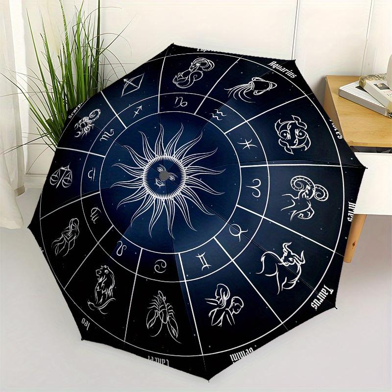 

Zodiac Signs Astrology Horoscope Chart Print Poster Wall Art Decor Umbrella, Cute Umbrella with Cute Design, Portable 3-Fold Compact Umbrella for Men