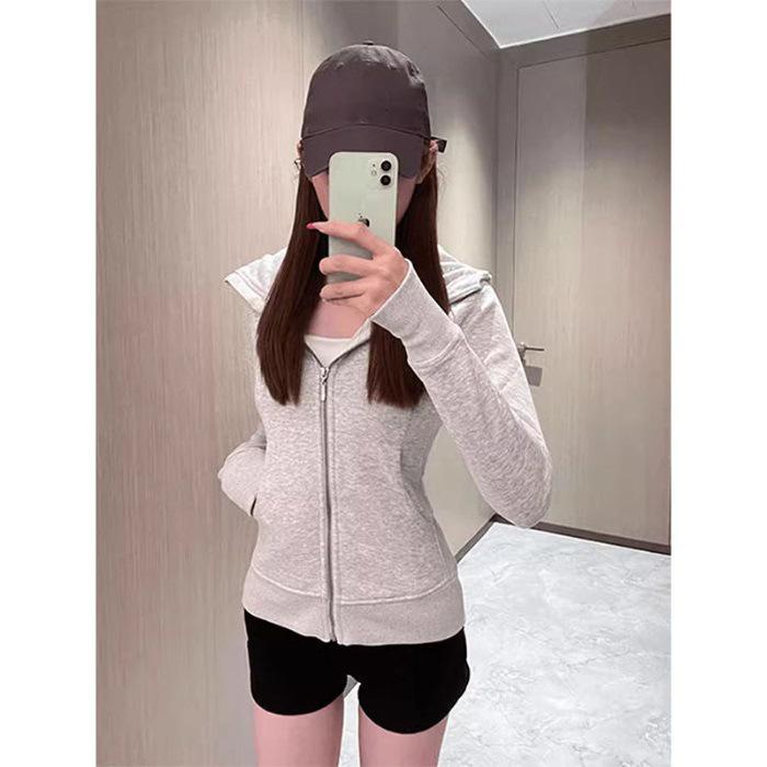 Women's Slimming Hooded Cardigan Sweatshirt - New Autumn/Winter Style with Zipper