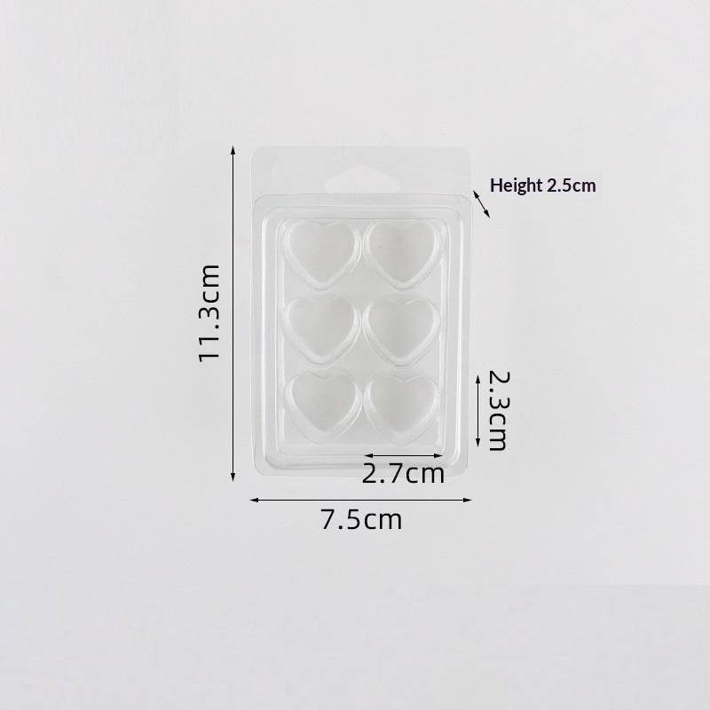 10 Pcs Containers With 6/4 Cavity Clear Plastic Wax Melt Clamshell For Diy Wax Melt Candles, Square (Heart)