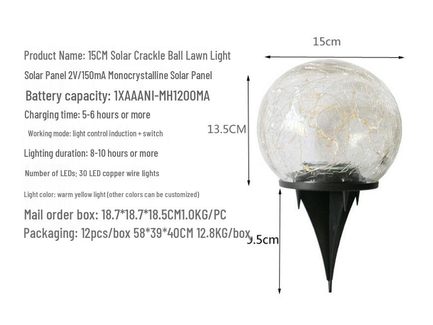 Silicone Sealed Outdoor Solar Crackle Lawn and Patio Light