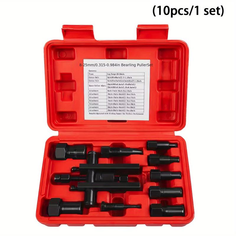 10pcs Motorcycle Bearing Puller Kit 8-25mm Inner Bearing Disassembly Tool with Box for Maintenance Repair Work