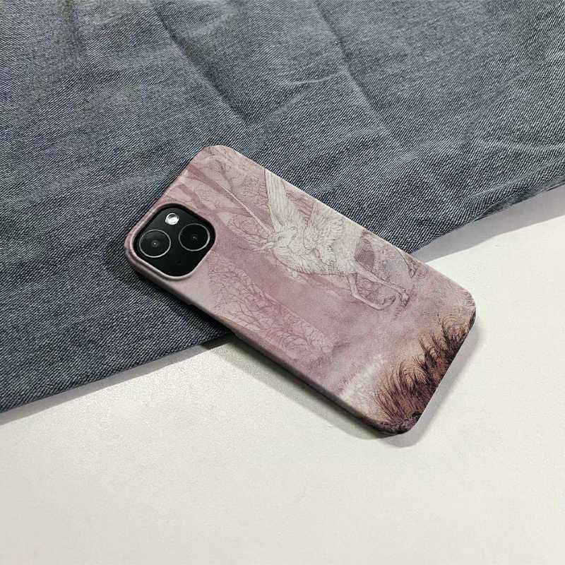 Mystical Winged Unicorn Ethereal Sketch Dreamy Vintage Phone Case for iPhone 17 16 15 14 11 12 13 Pro Max Air Plus Back Cover