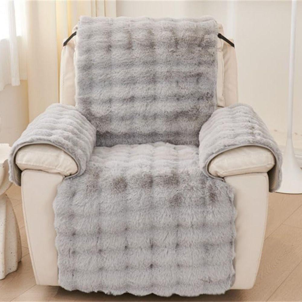 Integrated Plush Single Recliner Sofa Cover Anti-slip Particles Massage Chair Pad Sofa Mat  Winter