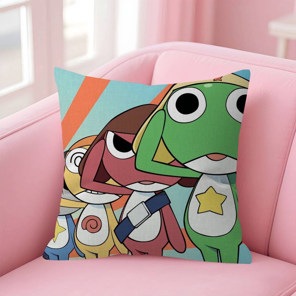 Funny Cartoon K-Keroro Gunsou Frog Cushion Cover Pillow Cover Decor Pillowcase Printed Cushion Case For Couch