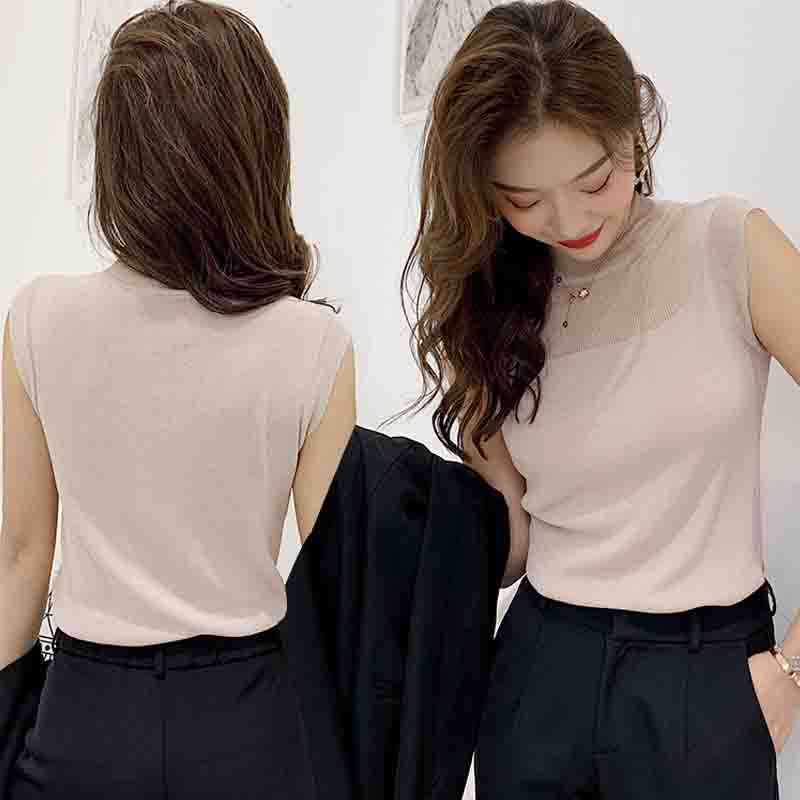 Módní letní tílka Bez rukávů Pletené vesty Tílko Dámské Černé Bílé Pletená vesta Dámské Topy Tílka JJ13