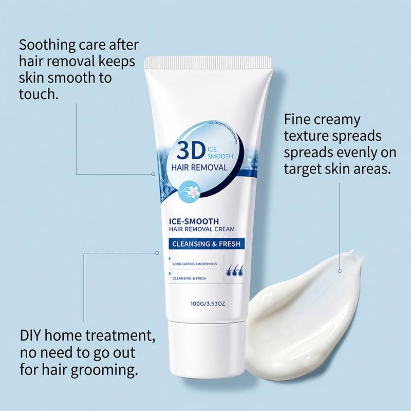 Ice Cool Hair Removal Cream, Refreshing, Multi-Areas Applicable, Easy At-home Depilatory Cream 100g Ice Cooling Depilatory Cream