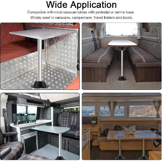 2 Pcs Aluminum RV Table Base Mount RV Dinette Table And Floor Mount Base 6 Mounting Holes Camper Table Leg Base With Mounting Screws For RV Boat