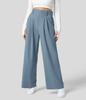 Women's High Waist Pleated Wide Leg Dress Pants Solid Color Office Business Trousers With Side Pockets