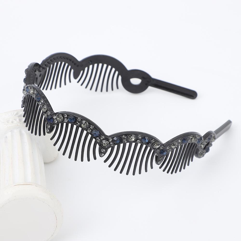 Korean Japanese Wave Bangs Clip: Rhinestone Non-slip Headband with Wide-edge Design