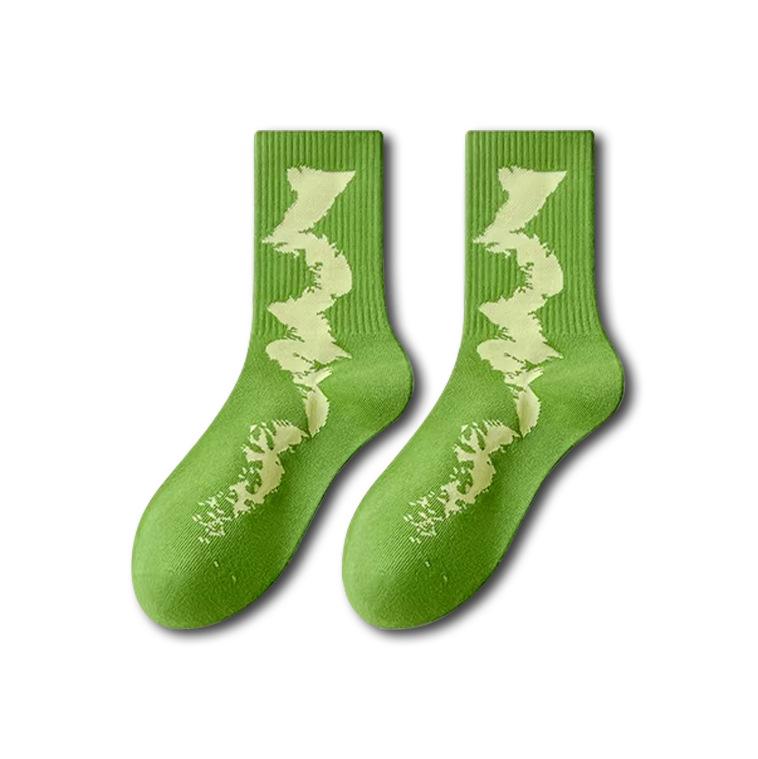 

Men s Thin Cotton Mid-Calf Socks - Large Size, Breathable, Wear-Resistant, Trendy Spring/Summer Style жовтий/зелений