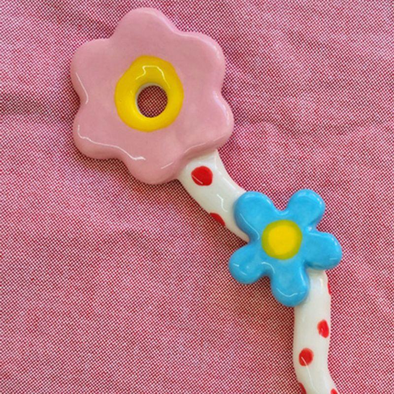 Deulkkot Ceramic Polka Dot Flower Spoon