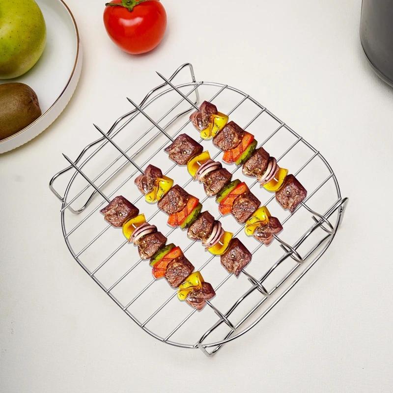 1set Accesorii pentru friteuză electrică cu aer 430 Oțel inoxidabil dublu strat Grill Rack pentru abur Rack pentru friteuză cu aer Rack Ustensile de bucătărie