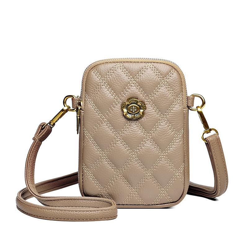 

First layer cowhide bag women s new women s bag retro niche shoulder messenger bag versatile leather mobile phone bag хаки