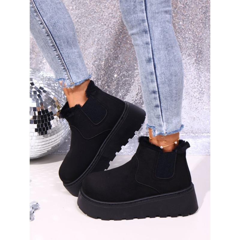 Women's Plus Size Ankle Snow Boots Winter New Minimalist Platform Warm Fleece Lined Boots