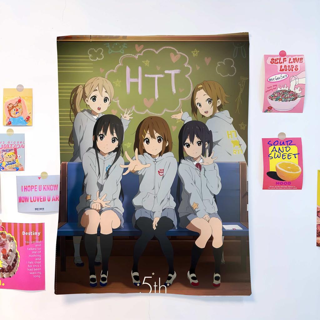 KOn Anime Tapestry Yui Mio Ritsu Mugi Manga Print Wall Hanging Ideal for Bedroom Dorm Room Decor Anime Music Fans