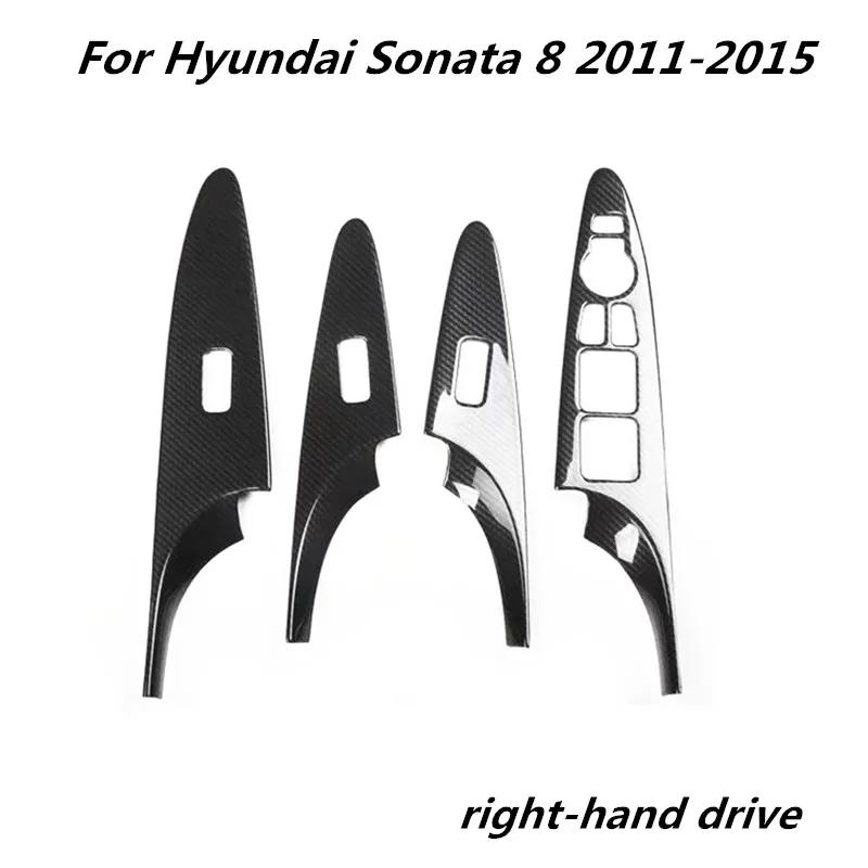 For Hyundai Sonata 2011-015 Accessories Center Console Gear Outlet Windows Control Panel Door Handle Carbon Fiber ABS Stickers