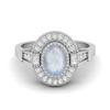1.48 Ctw Oval Shape Moonstone 925 Sterling Silver Solitaire Halo Women Bridal Ring