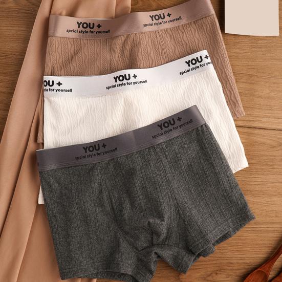 Men Boxer Underwear Elastic Mid-Waist Design Breathable Comfortable Shorts Briefs Letter Print U-Convex Panties