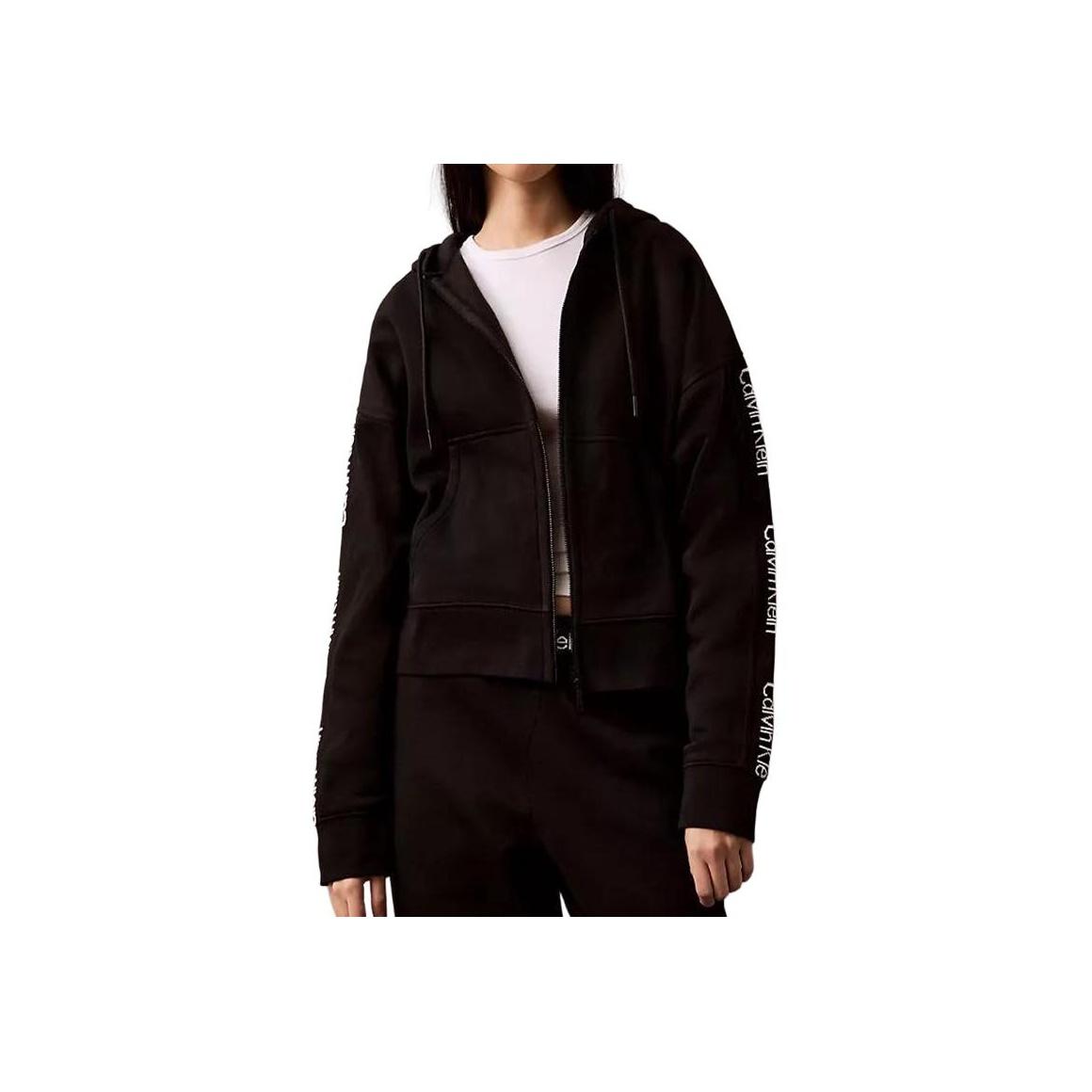 

Calvin Klein Loose Soft Long Sleeve Hooded Cardigan Sweatshirt Women sweatshirt Black 40WL288-002 XS