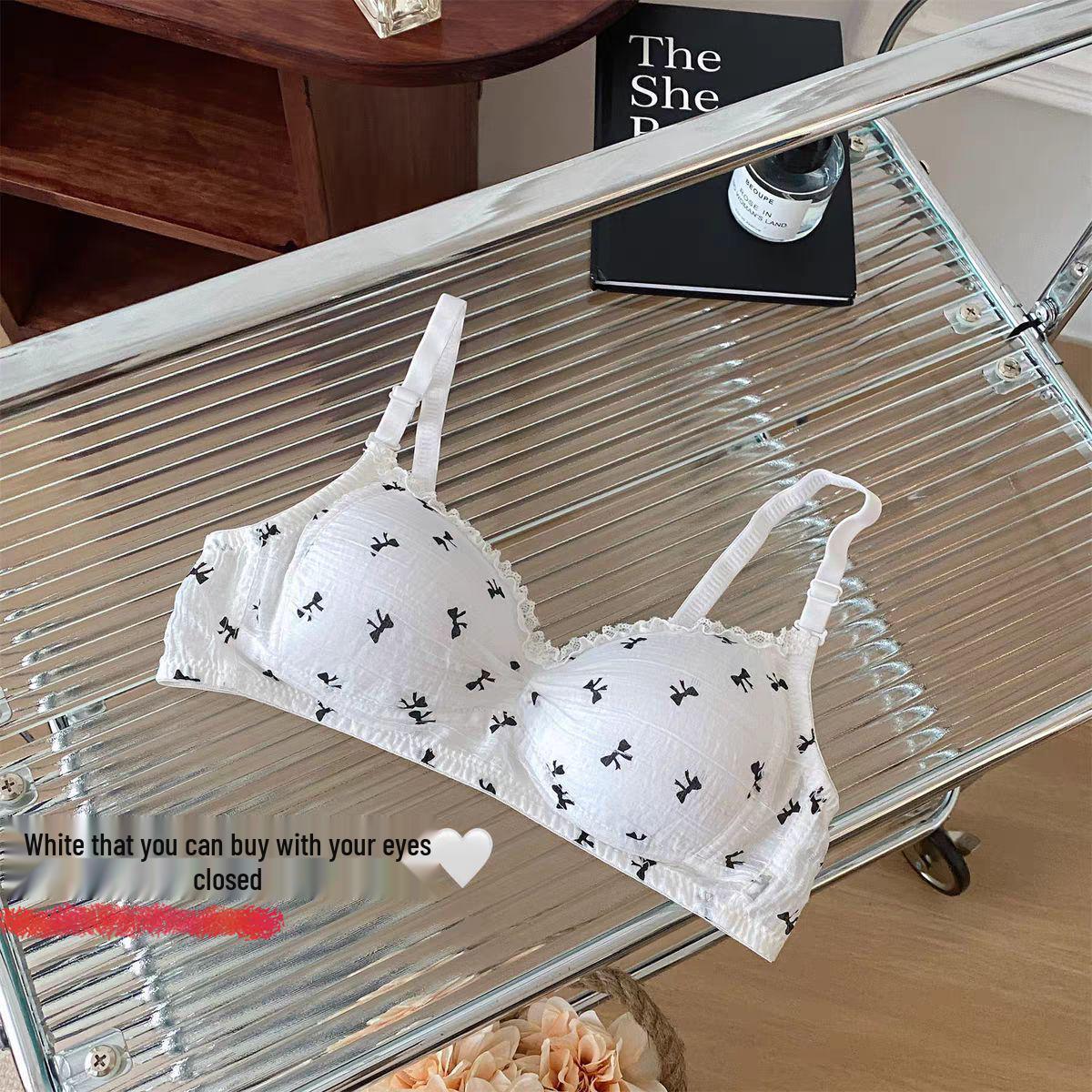 

Бесшовный милый бюстгальтер с бантиком: Удобный, Дышащий, Тонкий крой для маленькой груди и студентов L-36