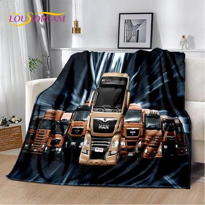 MAN Truck Lorry 3D Printing Soft Flannel Blankets,Throw Blanket Comfortable Blanket for Picnic Beds Sofa Home Bedroom Gifts Kids