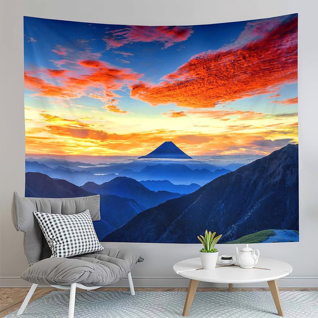 Japan Mount Fuji Tapestry Red Pagoda Tapestry Natural Landscape Tapestry Aesthetic Home Decor Tapestries for Living Room Bedroom