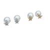 Elegant Diamond Star Pearl Earrings - Luxurious, Versatile Design for Women