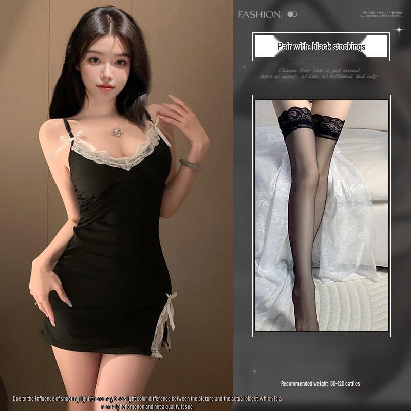 Chemise da notte estiva con bretelline in pizzo: Sexy Carino Stile Slim da Donna con Imbottitura Regolabile