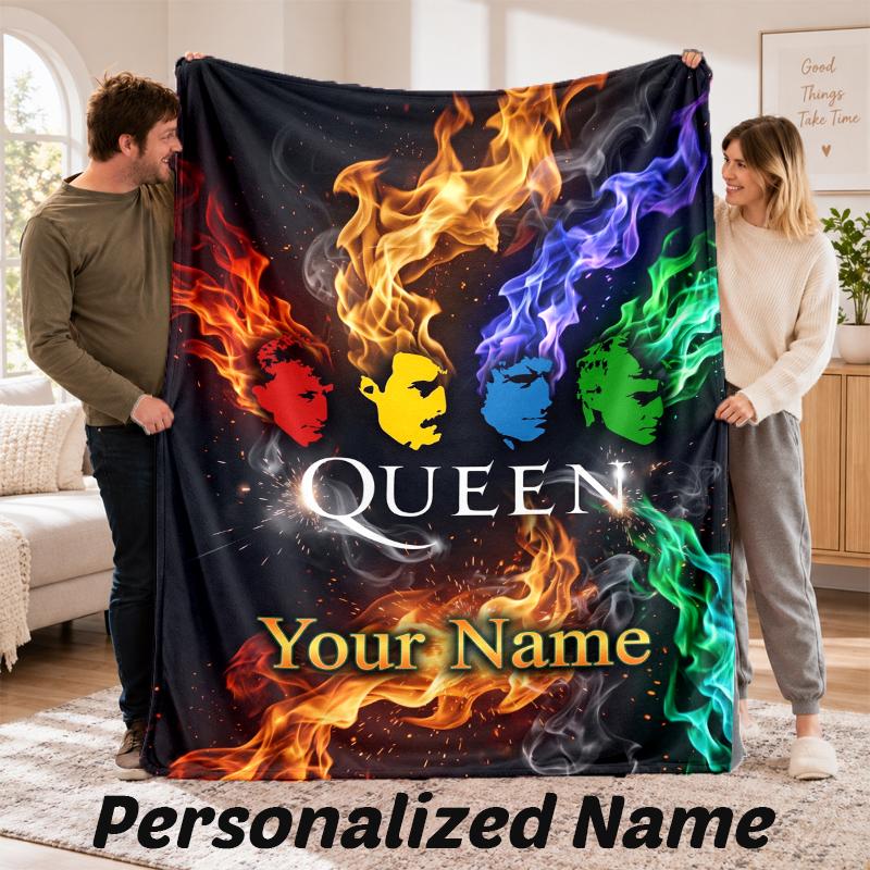 Queen Personalized Flannel Blanket Custom Name Text Soft Throw Blanket Home Decor