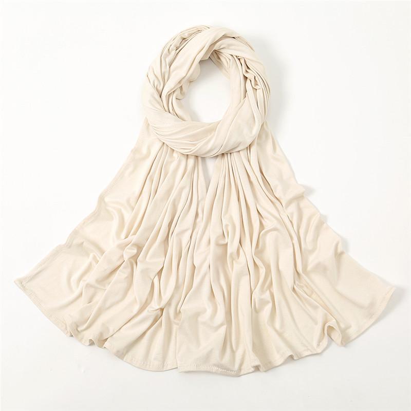 Plain Jersey Thick Hijab Scarf Cotton Polyester Wrap Elasticity Shawls Foulards Long Stretchy Turban Muslim Head Snood 180*60Cm