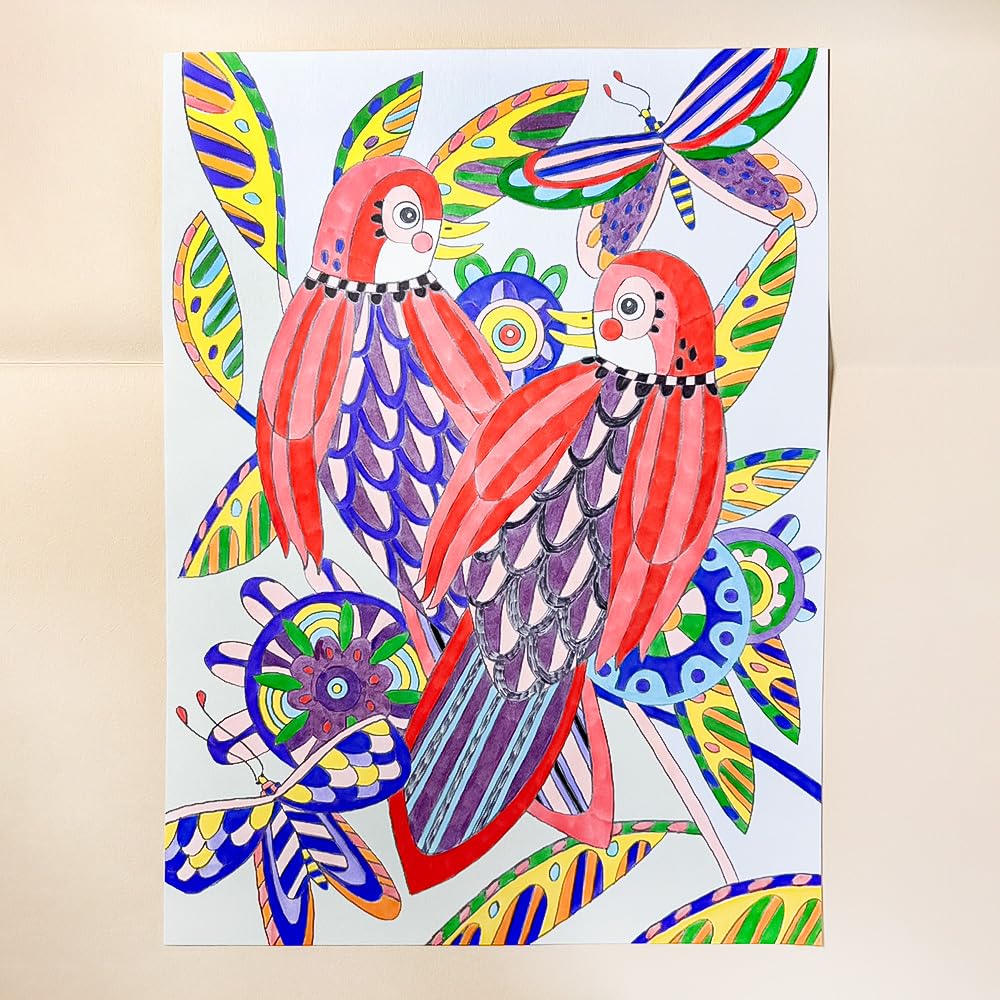 DJECO Coloring Gallery Bird Coloring Set Adult Coloring Patterns A fun hobby for ages and 10 Boys and Girls Perfect for school entrance and - Book