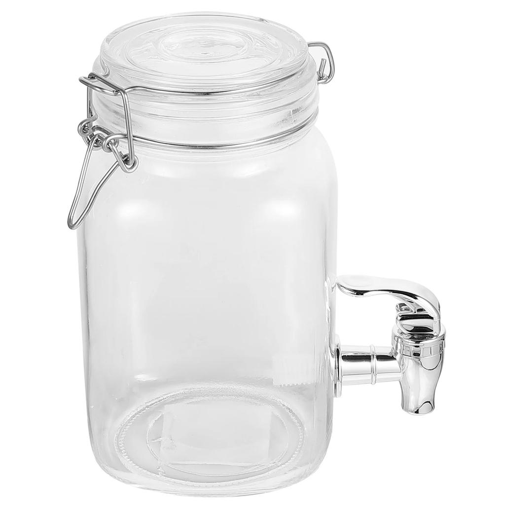 Glass Beverage Dispenser with Tap - 4.4kg Juice Jar with Stainless Steel Spigot Cold Drink Water Container for Lemonade/Iced Tea