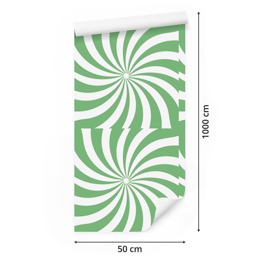 Hippie Wallpaper Background Green, White and Mint for Living Room and Bedroom 50x1000