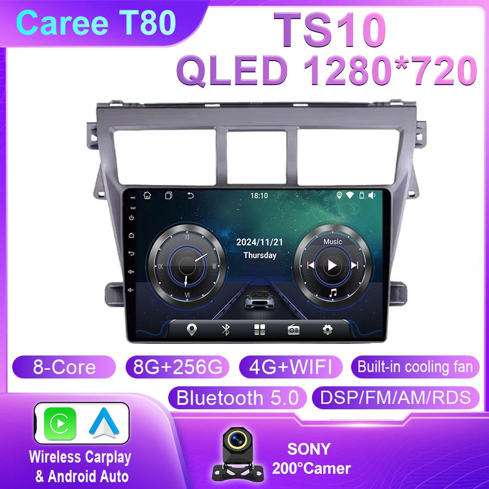 Car Android Auto For Toyota VIOS Yaris 2007 2008 2009 2010 - 2012 Car Radio Stereo Multimedia Player Carplay Auto GPS Navigation
