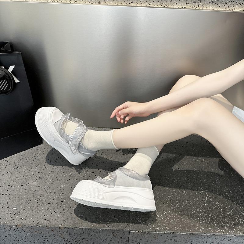 Mesh thick-soled Mary Jane shoes women's summer versatile shallow mouth breathable casual shoes niche women's shoes tide