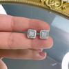 Square Double Layer Iced Out Moissanite Stud Earrings Copper Hip Hop Jewelry For Men Women