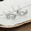 Fashion Zircon Antler Angel Wings Open Ring For Women Men Adjustable Couple Rings Jewelry Gift