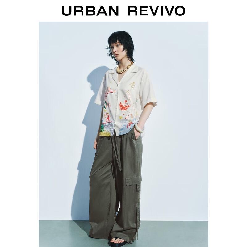 Women's Elastic Waist Cargo Wide-Leg Pants