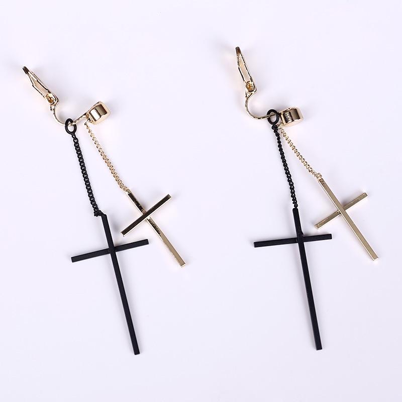 Cercei gotici vintage cu manșetă în cruce pentru femei, bărbați, bijuterii, fără piercing, agrafe pentru ureche, bijuterii