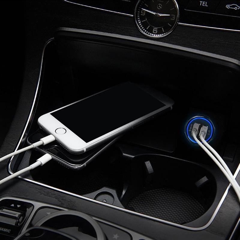QGeeM Çift USB QC 3.0 Araç Şarj Cihazı Hızlı Şarj 3.0 Telefon Şarj Araba Hızlı Şarj Cihazı 2 Port USB Taşınabilir iPhone Şarj Cihazı Xiaomi