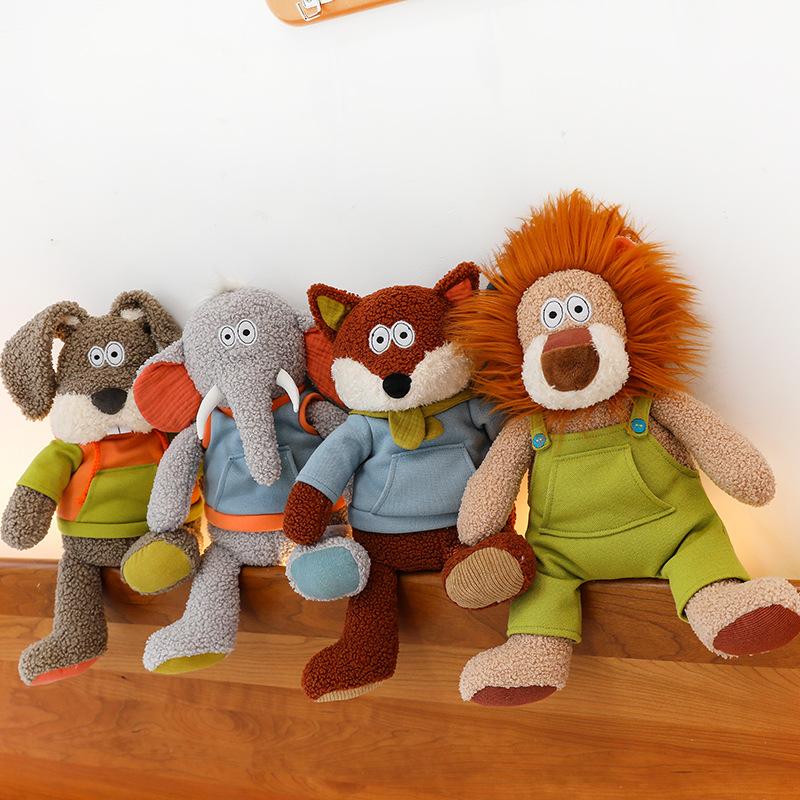 Cute Jungle Brothers Turn Into Doll Plush Toy Fox Puppy Skin Shell for Children Throw Pillow