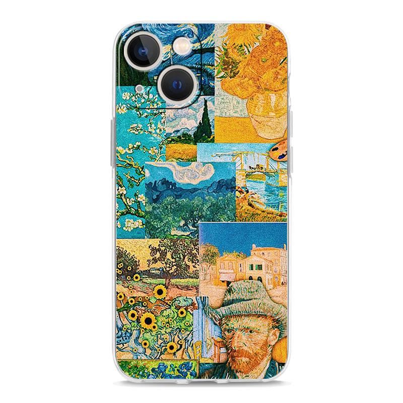 Phone Case For iPhone 15 14 13 12 Mini 11 Pro Max XS X XR 7 8 Plus Clear Shockproof Silicone TPU Cover Starry sky van gogh art