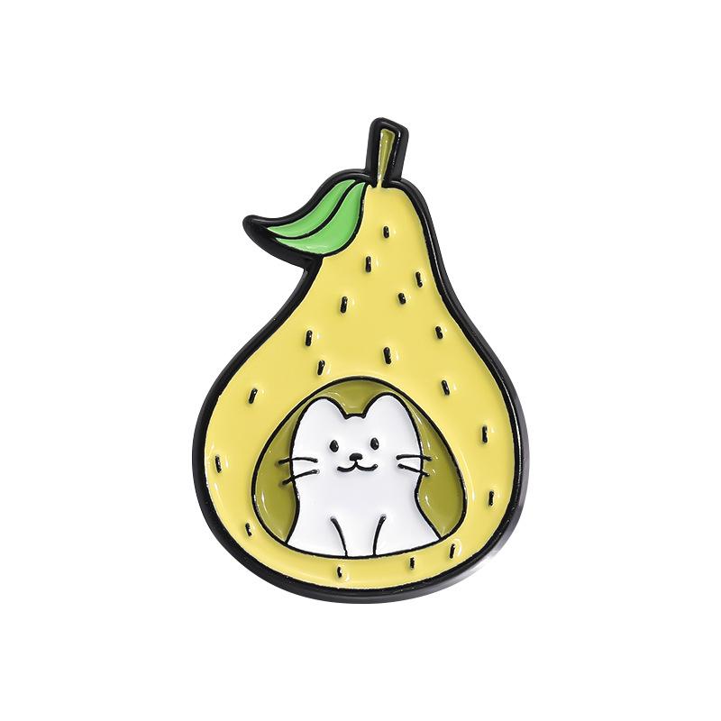 Fruit Cat Strawberry Series Enamel Pin Funny Brooch Cartoons Badge For Bags Jeans Hoodies Denim Lapel Pin Jewelry Kids Best Gift