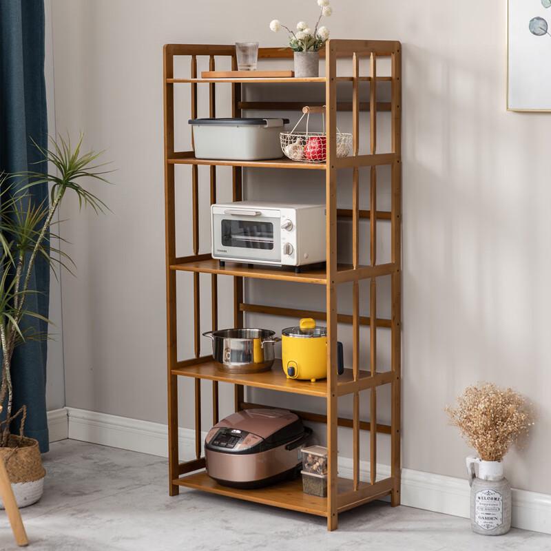 Miling Mid-Century Nanmu Bamboo 4-Tier Storage Shelf