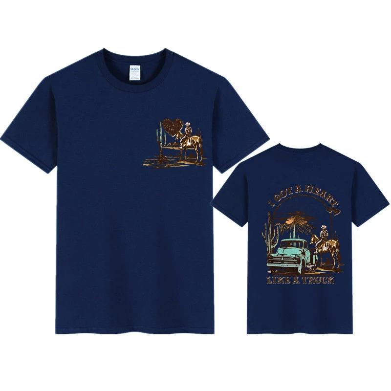 Unisex Tshirts I Got A Heart Like A Truck Front and Back Shirt Cowboy Tshirts Western Rodeo Desert T Shirts for Unisex Clothing
