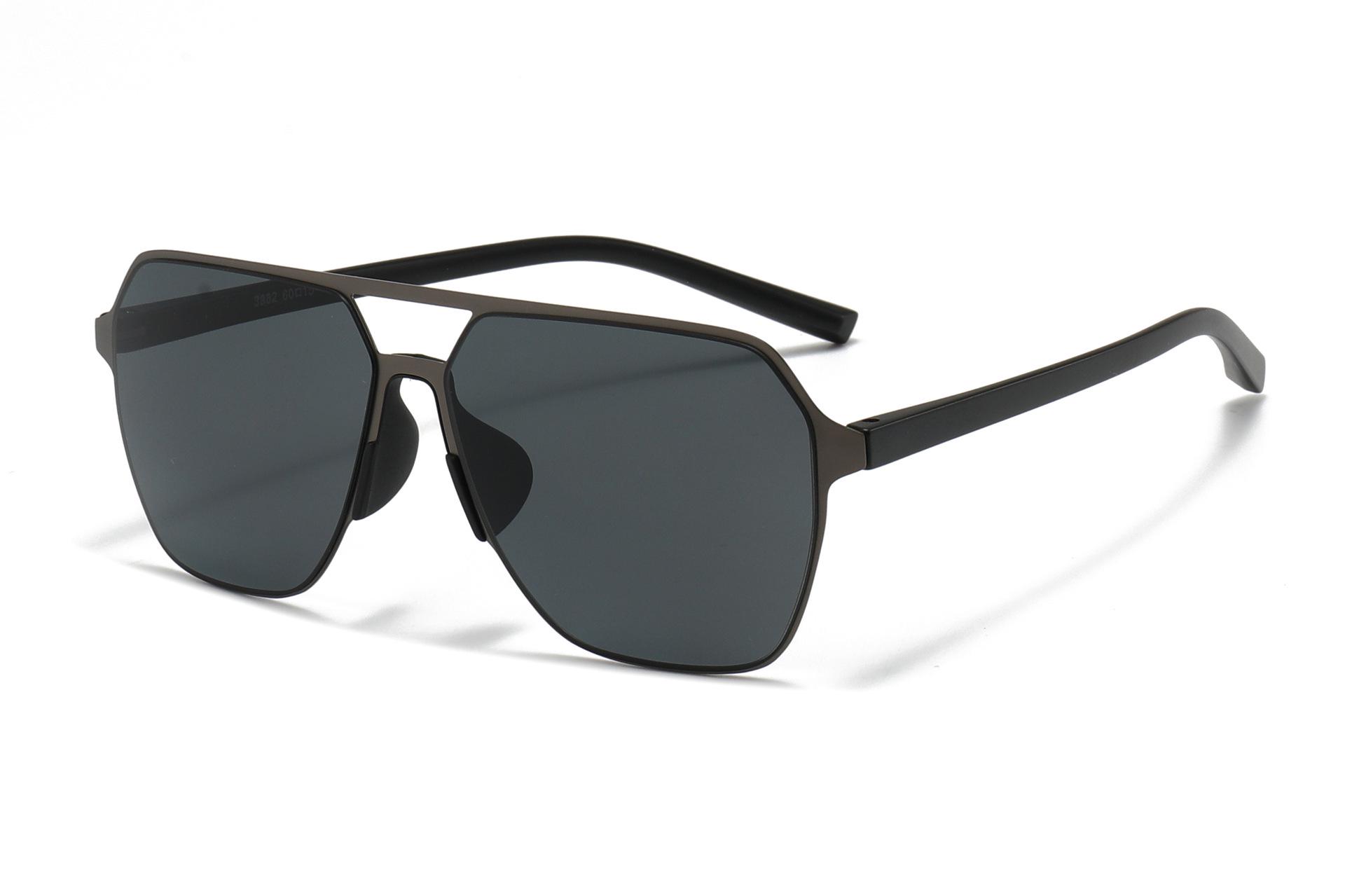 Fashion 2026 Square Frame Polarized Sunglasses for Men - Double Bridge, UV Protection, Ideal for Outdoor Driving