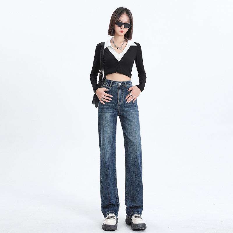 

Women s Slim Straight Leg Jeans: Autumn New Arrival, Stretch Flattering Fit, Floor-Length Wide Leg Pants with Spicy Girl Design. M