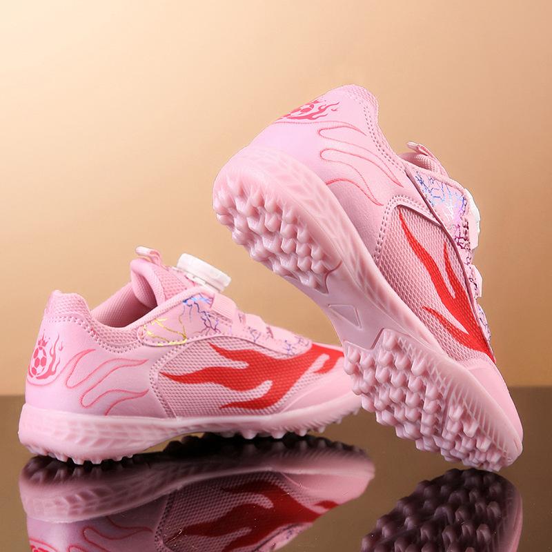 Men'S And Women'S Button Broken Sports Mesh Training Competition, Rotating Sneakers, Primary School Students Shoelaces, Football Shoes, No Nails