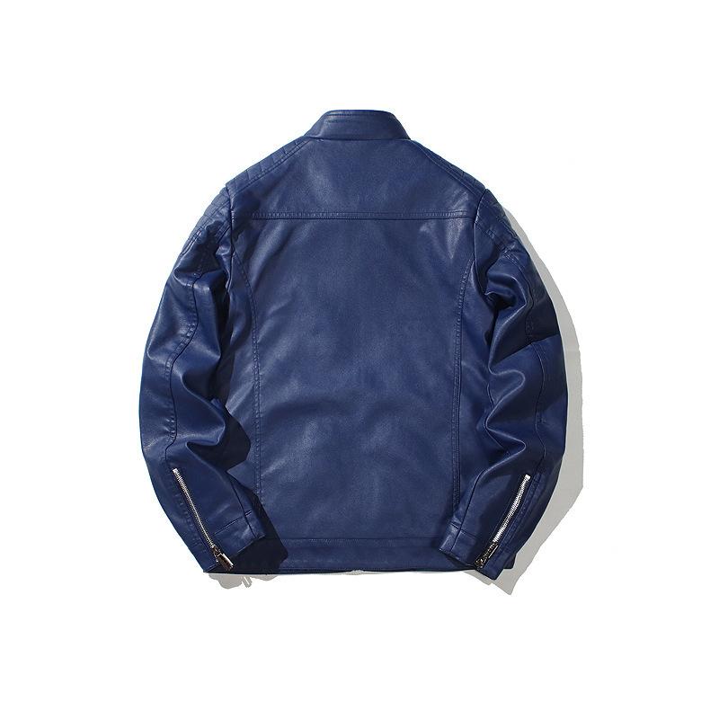 Autumn and winter locomotive jacket teen men's stand-up collar PU jacket casual stand-up collar leather jacket windproof warm jacket